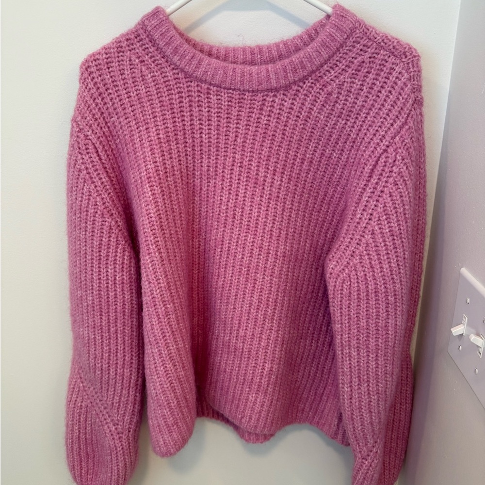 LOFT Soft Pink Bubble Sleeve Petite Sweater